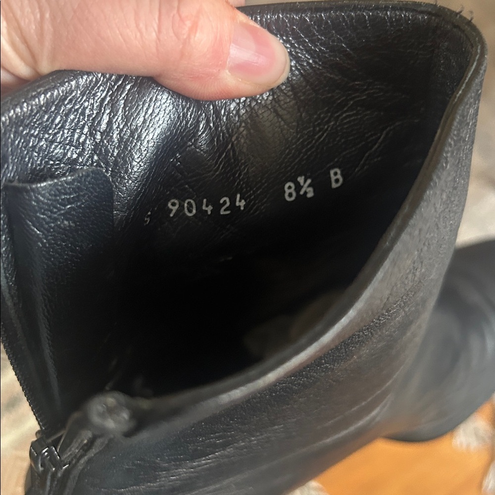 Stuart Weitzman Square Toe Black Leather Ankle Boots - Picture 6 of 9